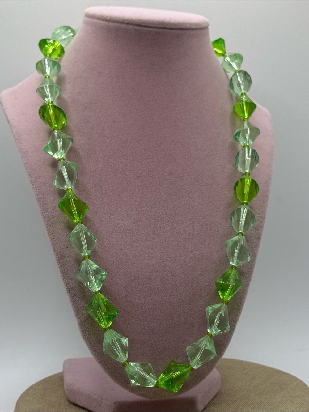 Hong Kong Green plastic Faceted Bead Necklace